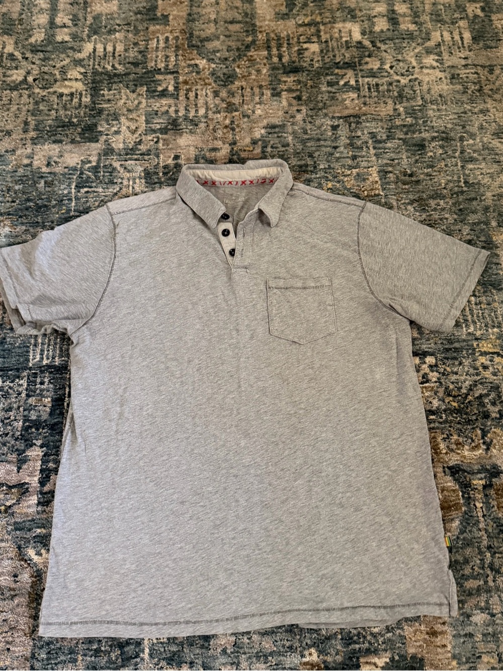 True Grit Men's Heather Gray Polo with Chest Pocket